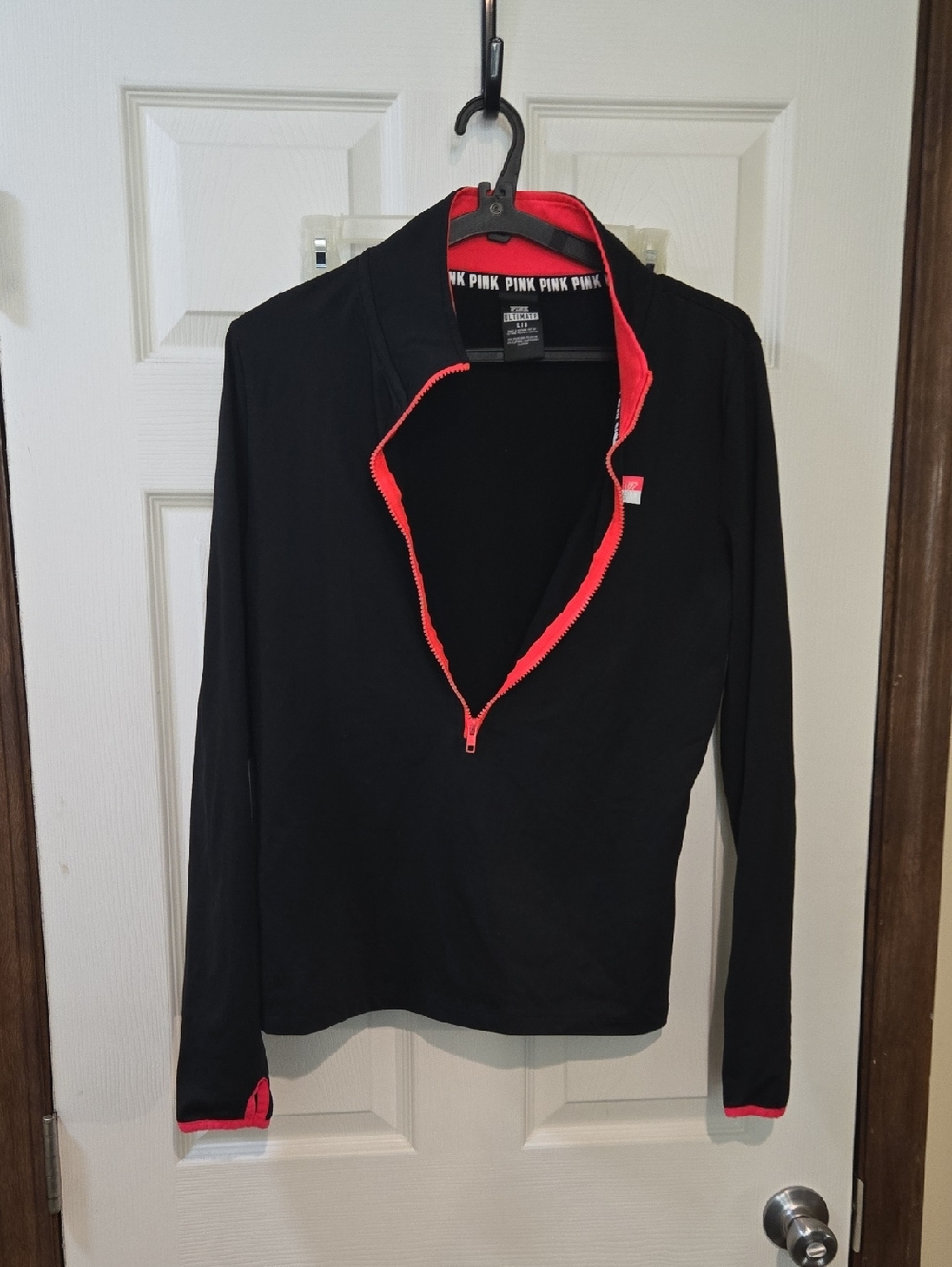 Victoria's Secret PINK Black and Neon Pink Pullover